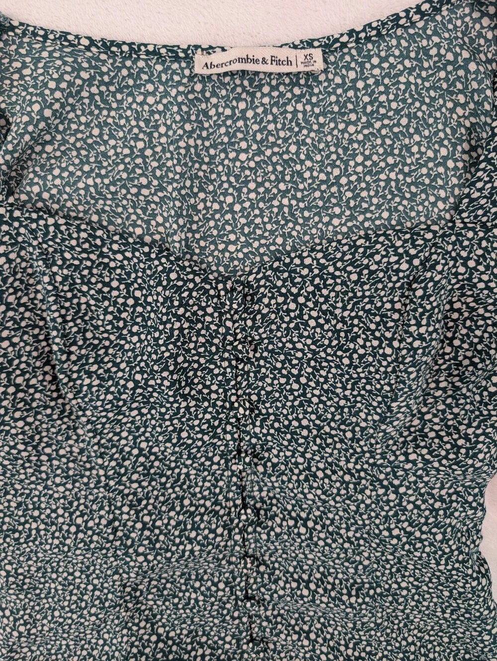 Abercrombie‎ & Fitch Green Floral Puff Sleeve Blouse Top XS | Cottagecore Boho